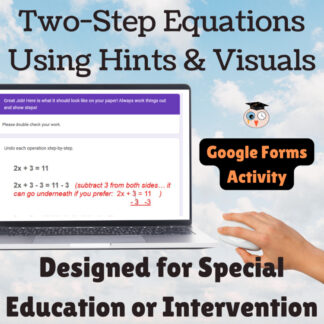 Two-Step Equations Digital Activity for Special Education and Intervention