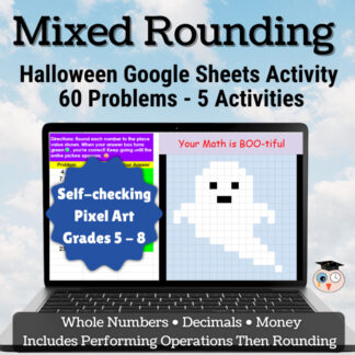 Digital Halloween Rounding Activity - Whole Numbers & Decimals (Pixel Art)