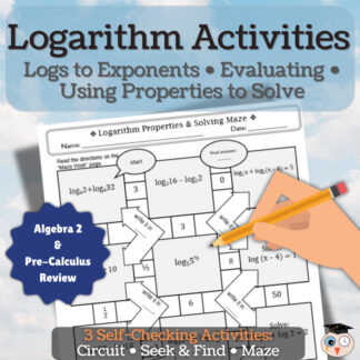 Logarithm Activities | Logs to Exponents, Evaluating Values & Using Properties