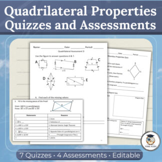 Quadrilateral Properties Assessments | Tests, Quizzes and Reasoning