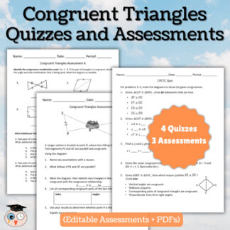 Congruent Triangles Quizzes & Assessments | SSS SAS ASA AAS HL CPCTC | Editable