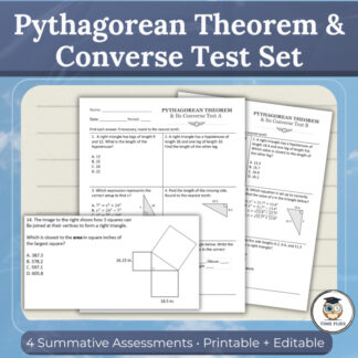 Pythagorean Theorem & Converse Tests | Unit Assessments | Editable & Printable