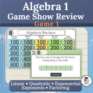 Algebra 1 EOC STAAR Review Game 1 | Linear, Quadratic, Factoring, Exponential