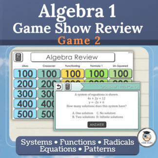 Algebra 1 EOC STAAR Review Game 2 | Systems, Radicals, Functions & Sequences