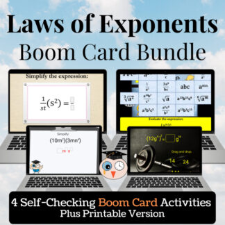 Laws of Exponents Bundle | Product Quotient Power | Boom Cards + Printable