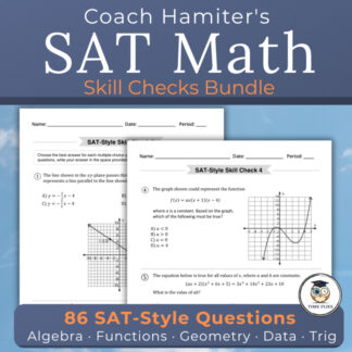 SAT Math Skill Checks 1-6 Test Prep Bundle | Algebra Geometry Data Review