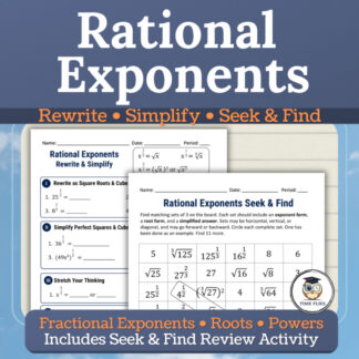 Rational Exponents Worksheet | Fractional Exponents, Roots & Powers