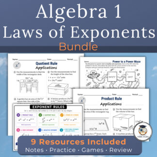 Laws of Exponents Bundle | Exponent Rules Notes, Practice, Games & Review