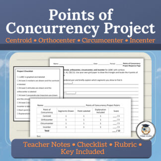 Points of Concurrency Project | Triangle Centers Coordinate Geometry Activity