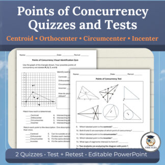 Points of Concurrency Quizzes and Tests | Triangle Centers Assessment