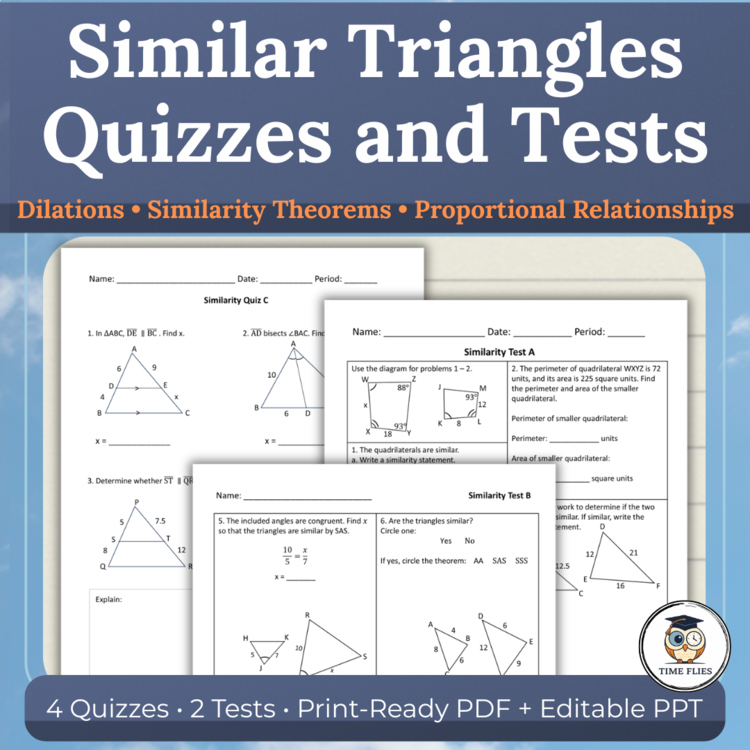 Similar Triangles Tests & Quizzes | Dilations, SSS, SAS & AA Similarity