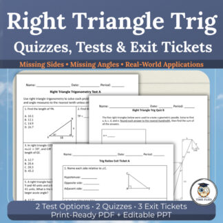 Right Triangle Trigonomtery Quizzes and Tests | Missing Sides and Angles