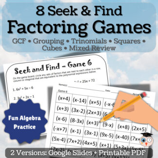 Factoring Polynomial Games | GCF, Trinomials, Difference of Squares & More