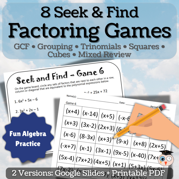 Factoring Polynomial Games | GCF, Trinomials, Difference of Squares & More