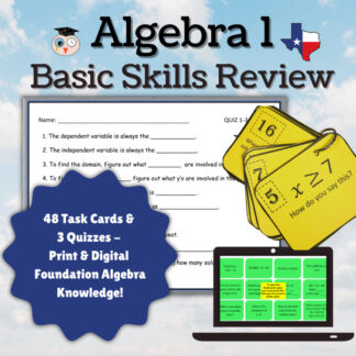 Algebra 1 STAAR EOC Review | Task Cards + Quizzes - Print & Digital