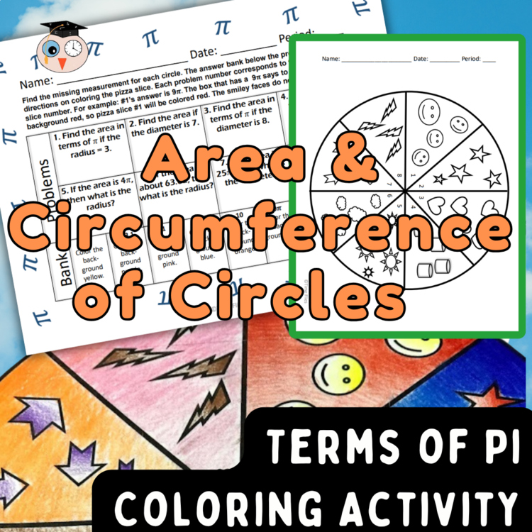Find Area and Circumference of Circles - Terms of Pi