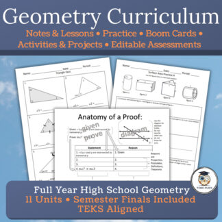 High School Geometry Curriculum | Full Year Lessons Practice Tests + Boom Cards