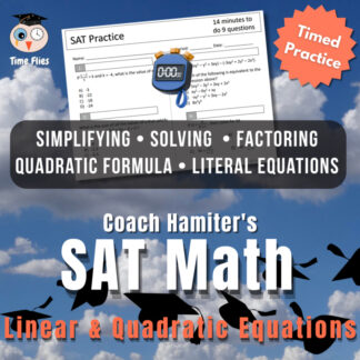 SAT Math Test Prep: Expressions, Linear & Quadratic Equations | Timed Practice