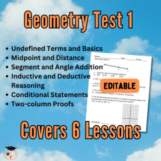 Geometry Assessment - Undefined Terms - Logic - Midpoint Distance - And More