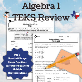 Algebra 1 STAAR Review | Obj 2 | Domain, Range, Multi Reps & Writing Systems