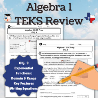 Algebra 1 STAAR Review | Obj 9 TEKS | Exponential Equations, Features & Modeling