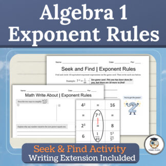 Exponent Rules Seek and Find Activity | Algebra 1 TEKS A.11B