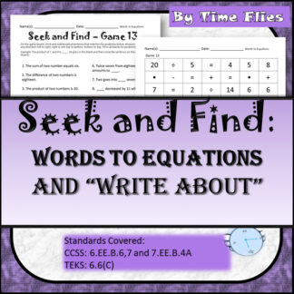 Translate from Words to an Equation Activity