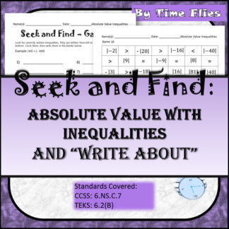 Absolute Value Comparisons using Inequalities Activity