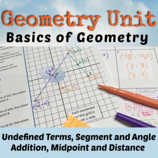 Intro to Geometry Unit | Point Line Plane Segments Angles Midpoint Distance