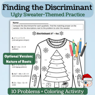 Ugly Sweater Discriminant Coloring Activity | Quadratic Equations & Roots