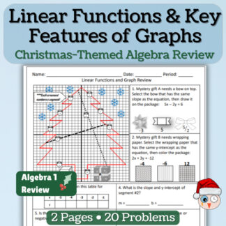 Linear Functions & Key Features Review | Christmas Algebra Activity
