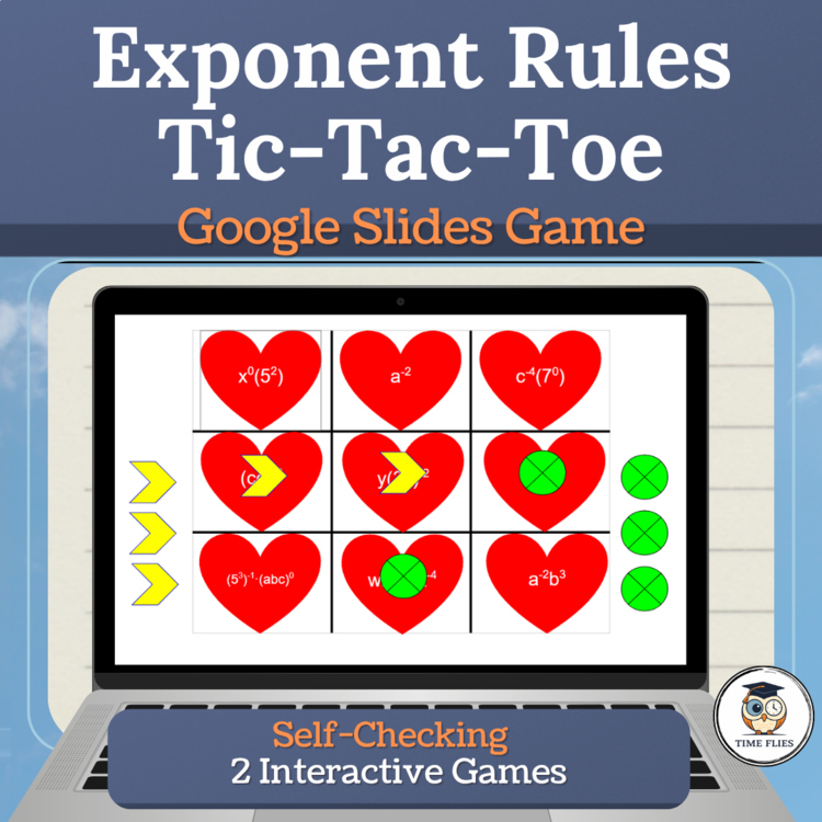 Laws of Exponents Practice Game | 2 Tic-Tac-Toe Google Slides Activities