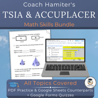 TSIA & ACCUPLACER Math Test Prep Bundle | Print + Digital College Readiness