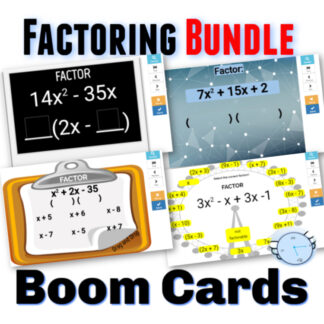 Factoring Boom Cards Bundle | GCF, Trinomials, Grouping & Mixed Review