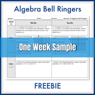 Algebra Review Bell Ringer Freebie