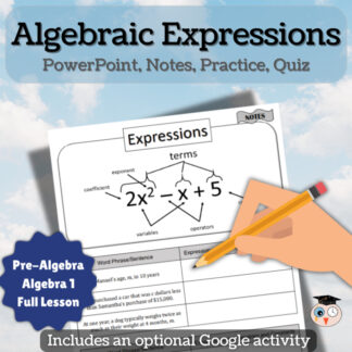 Evaluating & Simplifying Algebraic Expressions | Lesson + Notes, Practice, Quiz