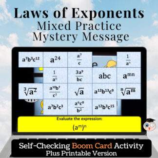 Exponents Mixed Practice | Product Quotient Power Boom Cards + Printable