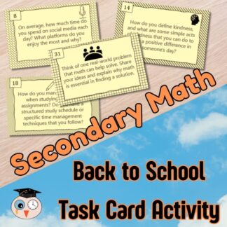 Back to School Math Task Card Activity - Secondary Math Get to Know You